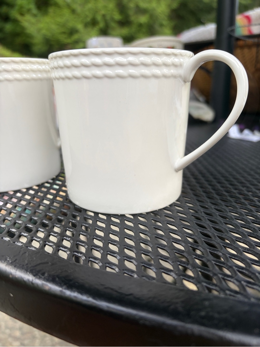 Kate Spade Set of 3 Wickford Porcelain Mugs White Beaded